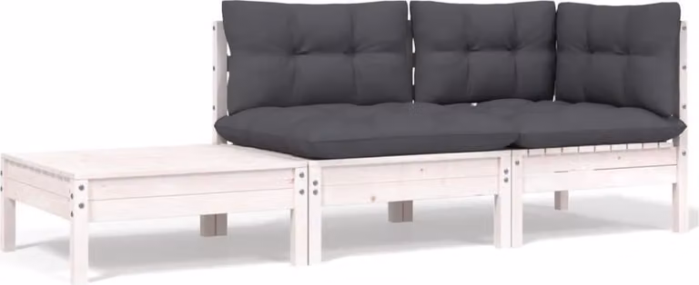 Maison Exclusive - Set da giardino 3 pezzi con cuscini Bianco Legno massello di pino