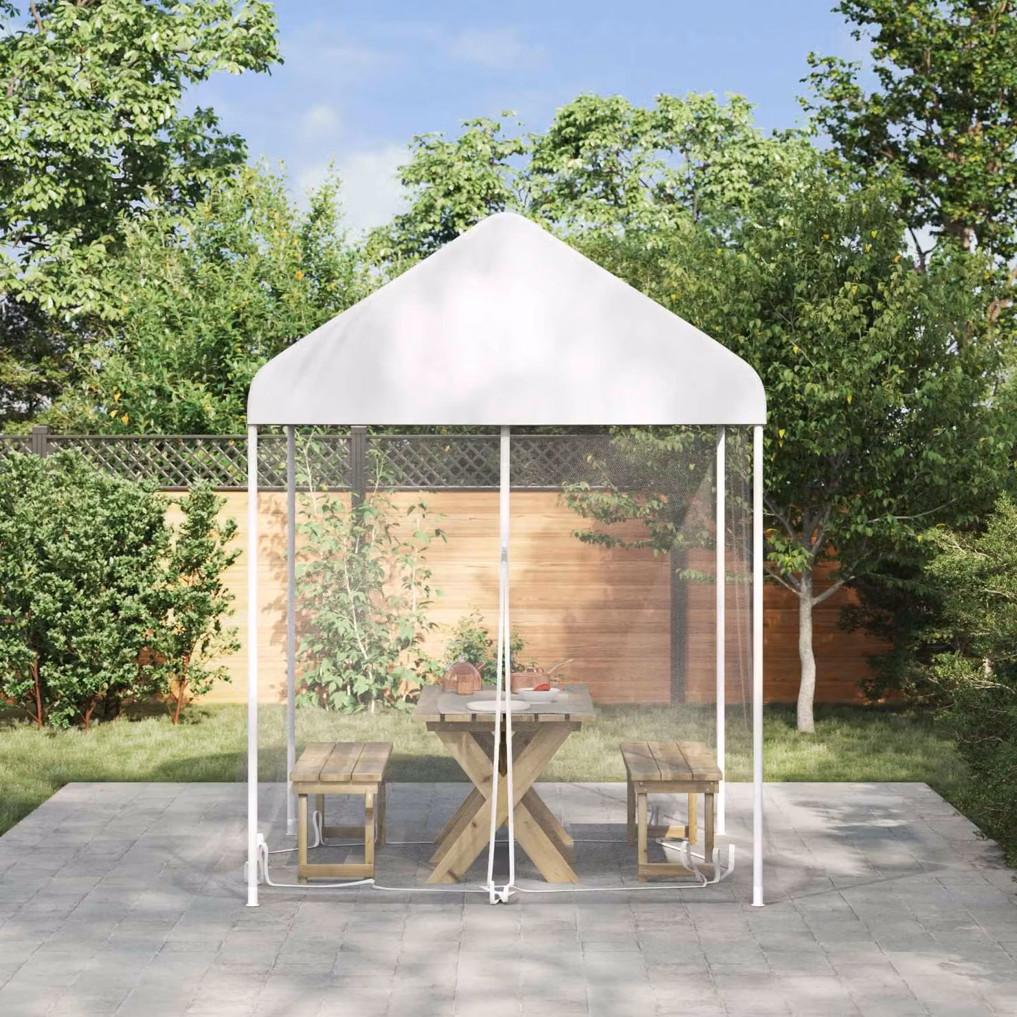 Zanzariera per gazebo vidaXL in poliestere bianco 2 x 2 x 2 m