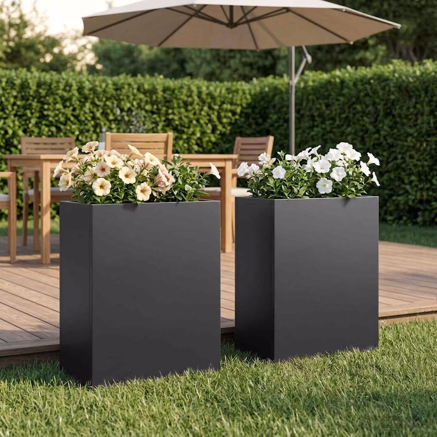 Set di 2 vasi da giardino vidaXL in metallo nero L 40 cm x P 20 cm x H 50 cm