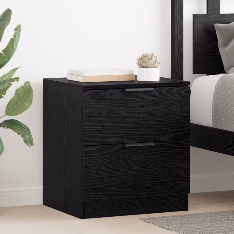 Set di 2 Armadi da Notte vidaXL in Rovere Nero, L 45 cm x P 39 cm x H 50 cm