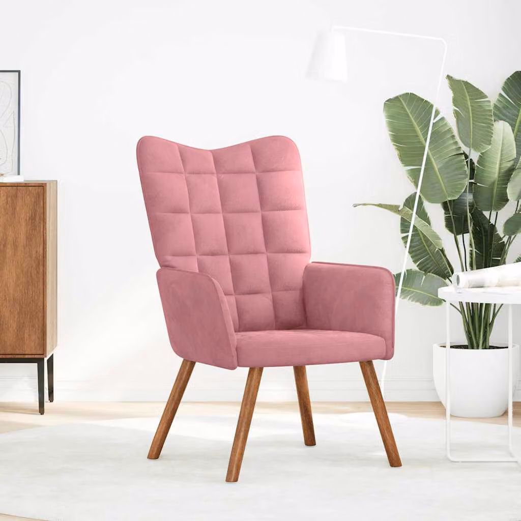 vidaXL Sedia Relax Rosa in Velluto