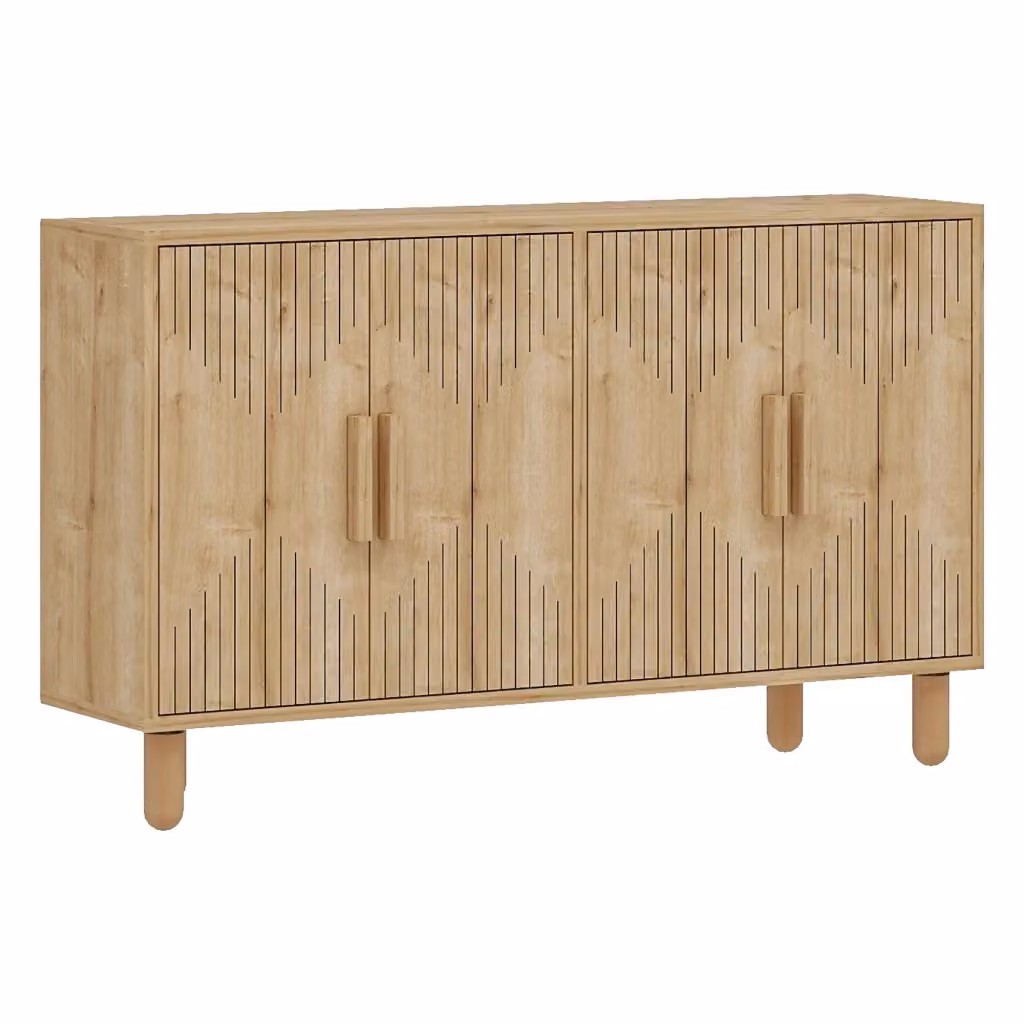 Madia Colzano DMORA con 2 ripiani, design moderno geometrico, colore Marrone Rovere e Beige, L 120 x P 30 x H 74 cm – 2