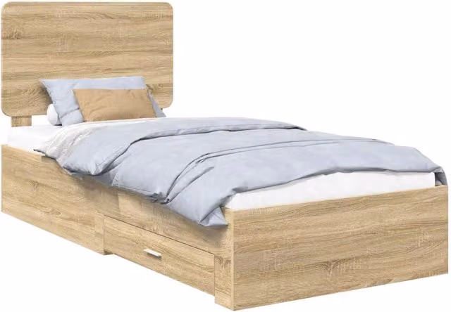 Letto singolo | Letto per adulti | Struttura del letto Rovere Sonoma 90 x 200 cm Legno multistrato