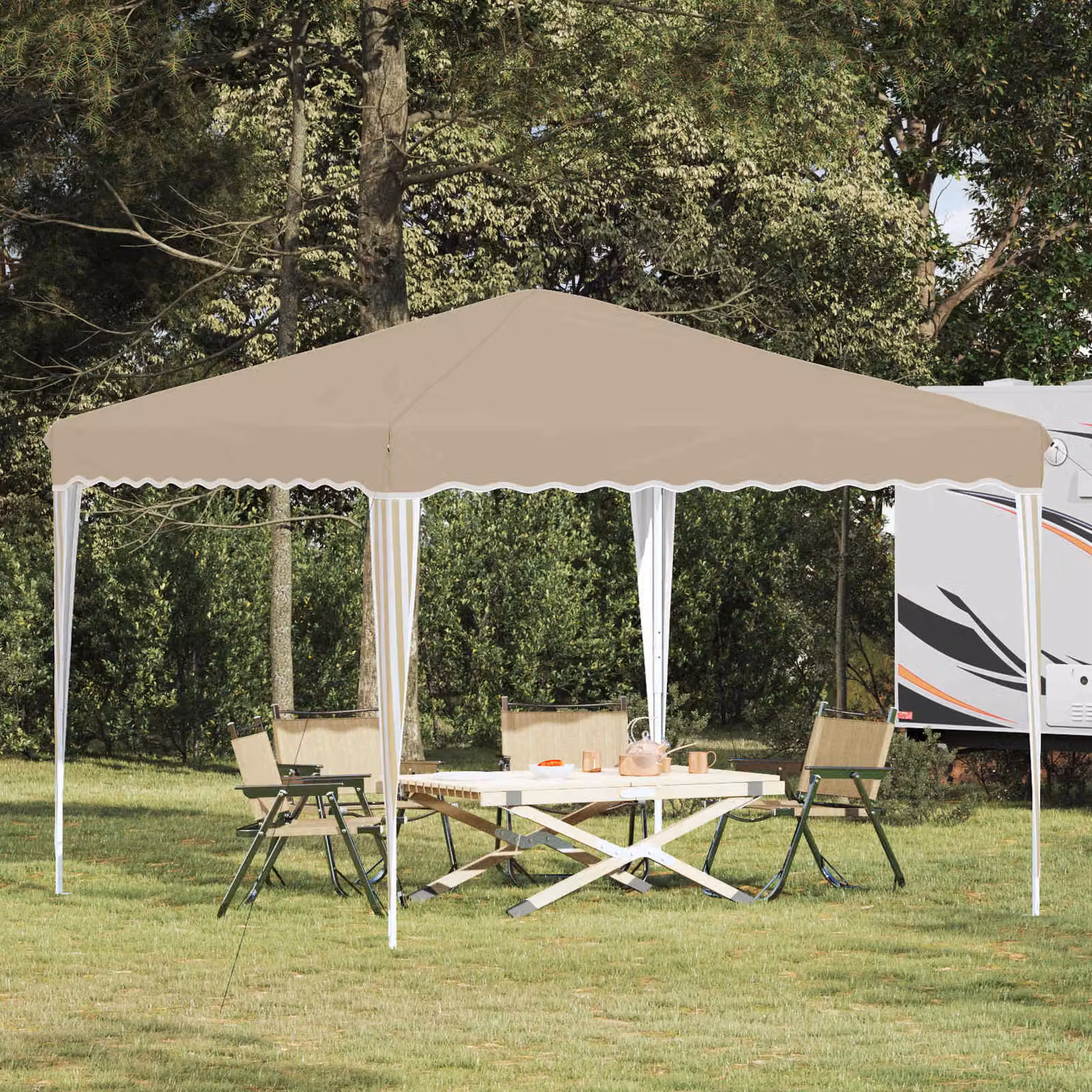 Tenda per feste a pop-up vidaXL, colore beige, L/P/H: 288 x 288 x 245 cm