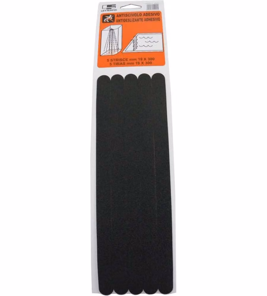 ROSH Strisce Adesive Antiscivolo 5 Pezzi 19 mm x 300 mm Nero