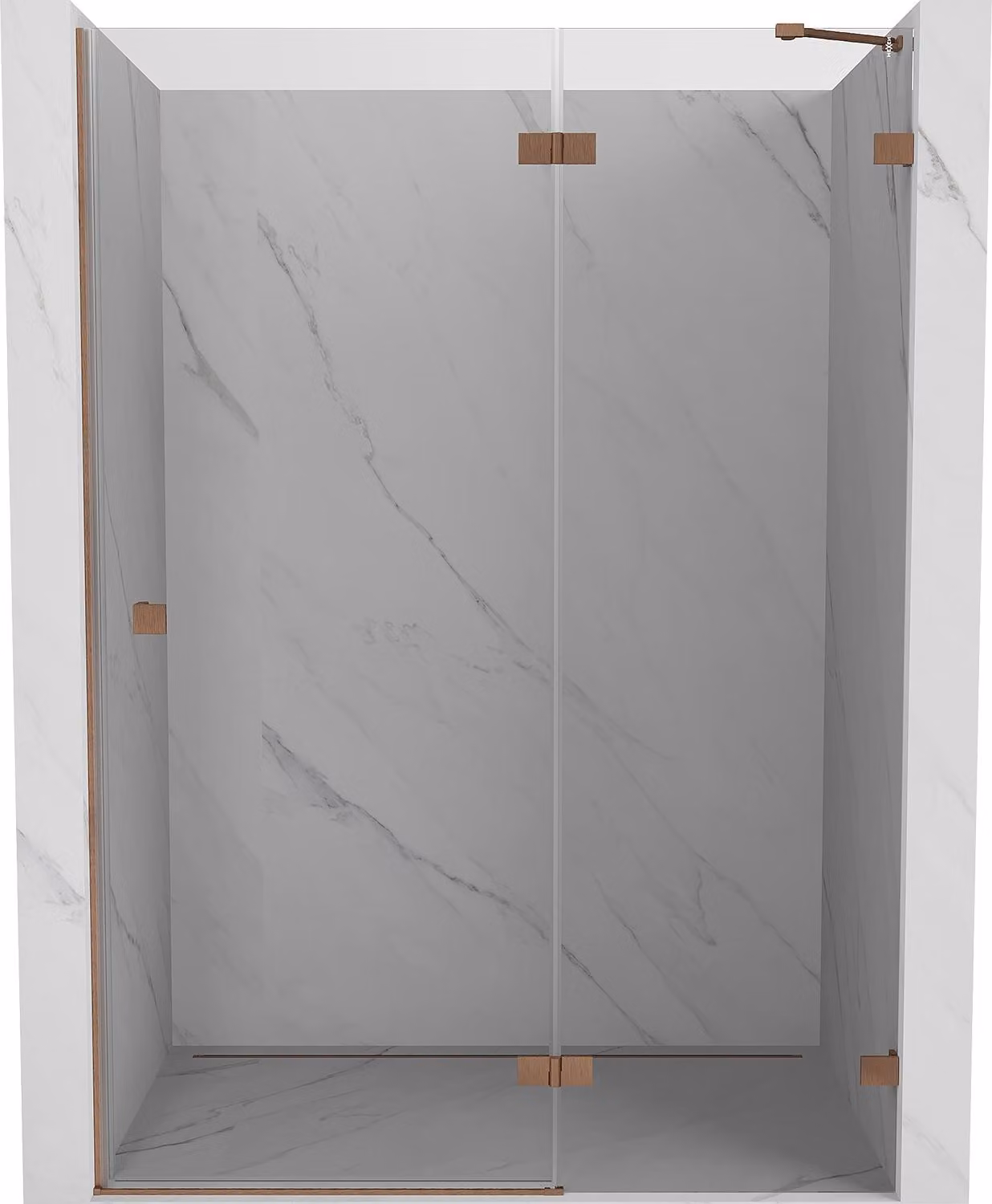 Mexen Lunar porta doccia battente destra 140 cm, trasparente, rame spazzolato - 834-140-000-65-00-P