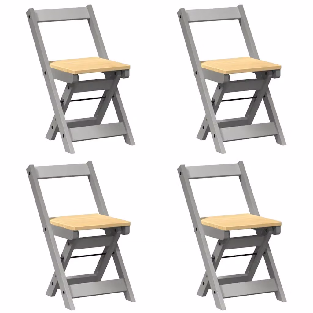 Set di 4 sedie pieghevoli Corona vidaXL in legno di pino grigio – 2