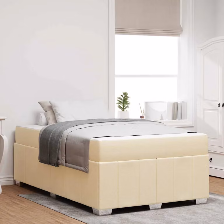 Letto con struttura imbottita e materasso a molle vidaXL, colore beige, L 120 x P 200 cm
