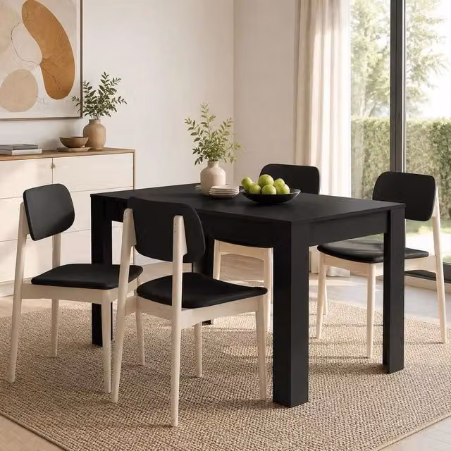 Dining Table Black 140x74.5x76 Cm Wood Composite