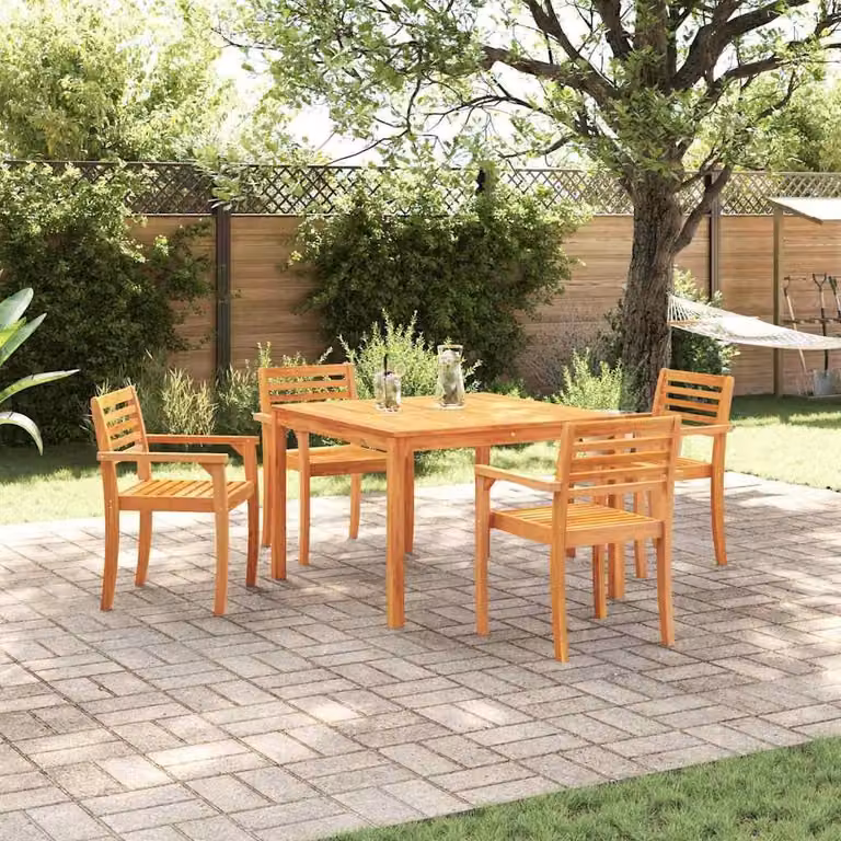 Maison Exclusive - Set da pranzo per esterno, 5 pezzi, legno massello di acacia, color marrone