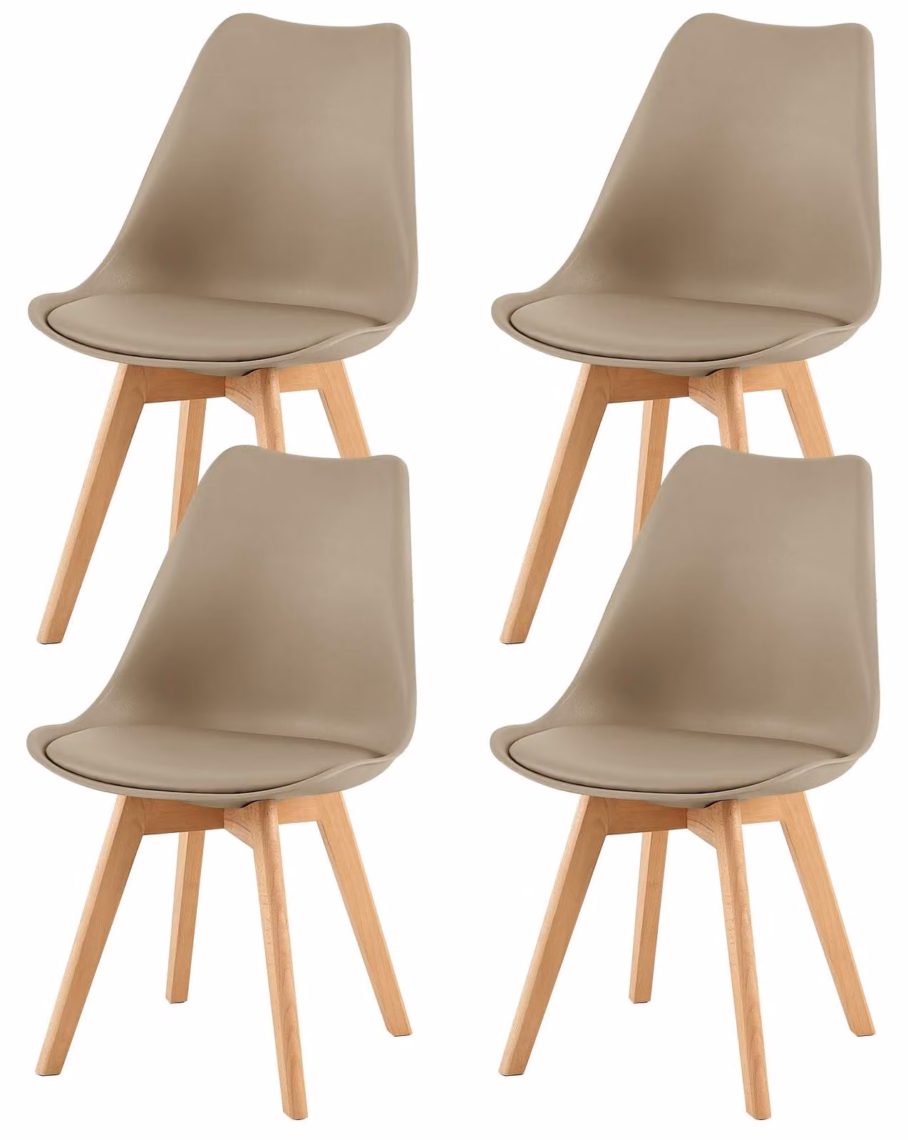 Sedie da pranzo imbottite, in legno massello di faggio, 4 pezzi, design retrò, adatte per la cucina