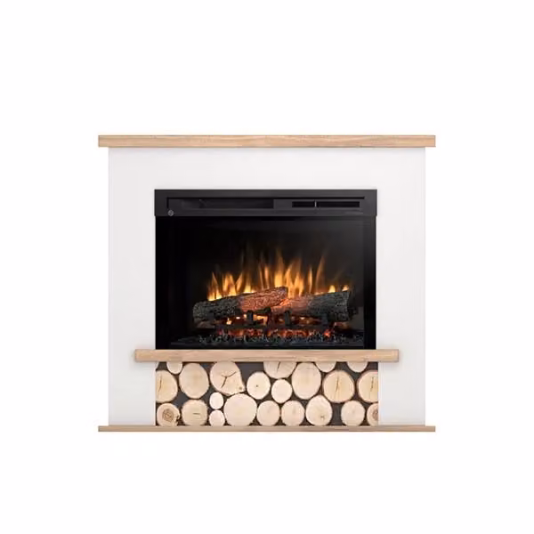 Caminetto Elettrico a Libera Installazione con LED OUTINFIRE da 26 pollici, Bianco opaco, L: 100 cm, H: 88 cm, P: 28 cm – 2