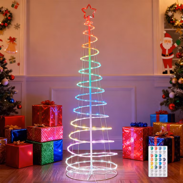1.8M LED Spirale Albero di Natale RGB Dimmable Spirale Albero di Natale pieghevole con telecomando per Indoor Party Decorazione di Natale