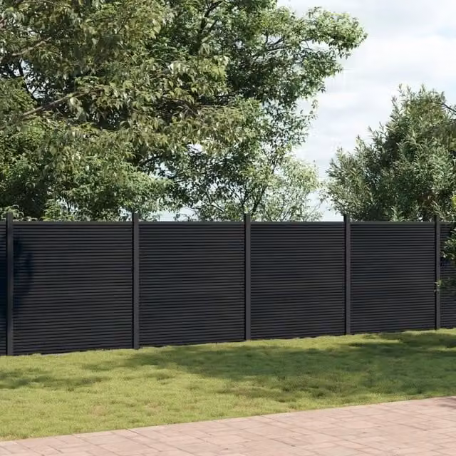 vidaXL Pannello di Recinzione in WPC e Alluminio Grigio Opaco L: 1564 cm, H: 186 cm – 1
