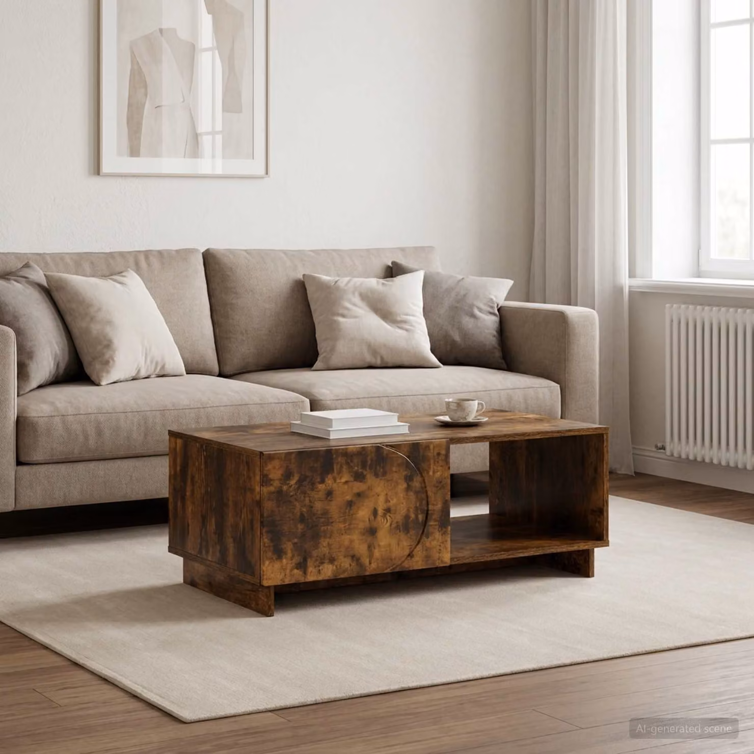 vidaXL Tavolino da salotto moderno in legno color rovere, L 95 cm x P 50,5 cm x H 35 cm