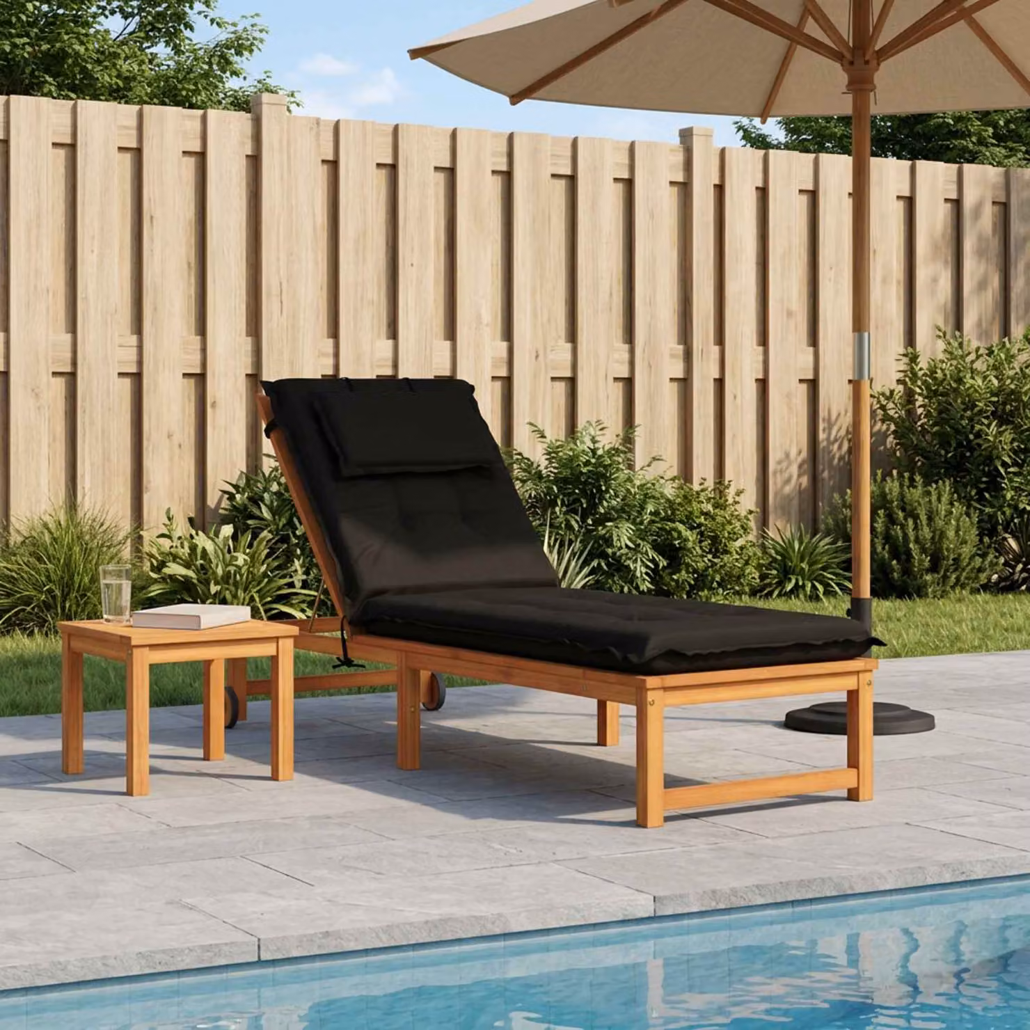 vidaXL Cuscino per Lettino GEMERT 100% Poliestere Nero 190 x 50 x 9 cm