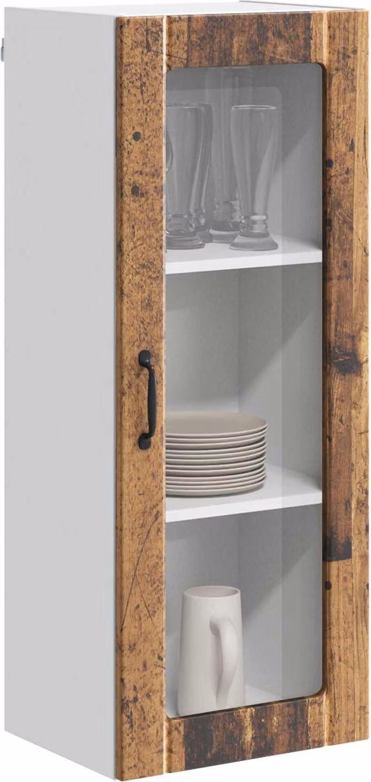Mobile in vetro da parete LUCCA Legno antico 40 x 31 x 100 cm