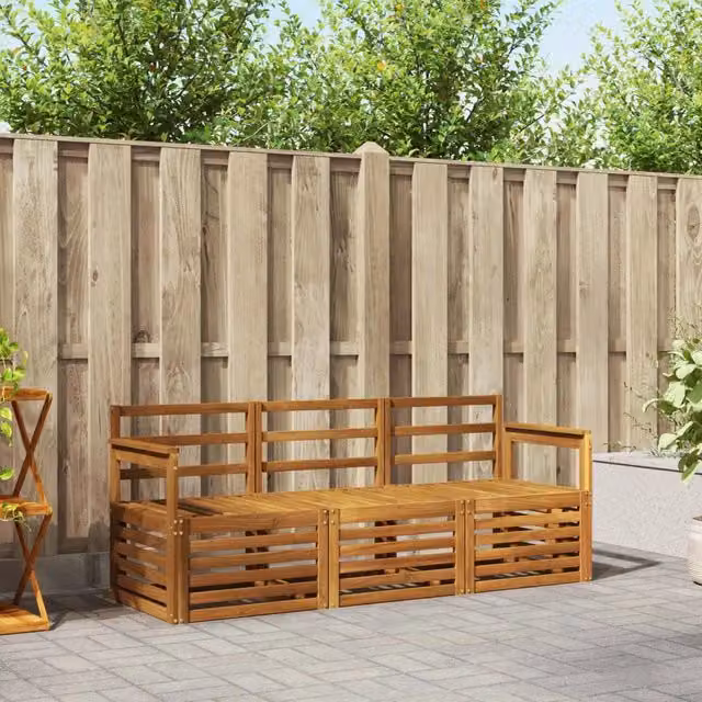 Set divani 3 pz Naturale Legno di Acacia Massello 3374274