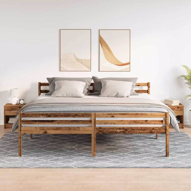 Set di 2 comodini vidaXL in legno color marrone stile rustico L: 39 cm, P: 28 cm, H: 41 cm