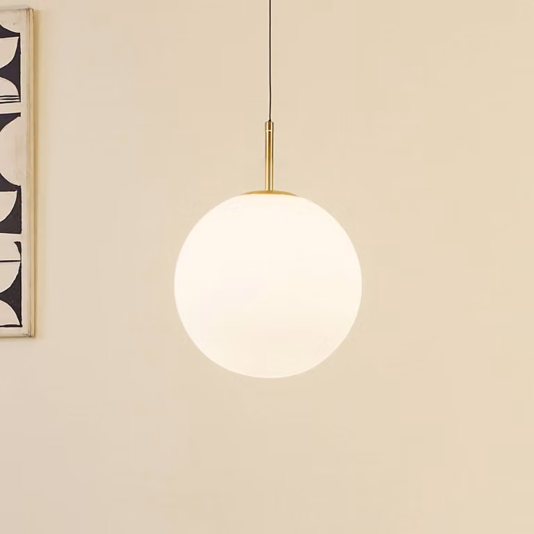 Lampada a sospensione in vetro Joran Lucande, Bianco / Opale, Soggiorno / Sala da pranzo, Vetro, Moderno, Lampada a sospensione
