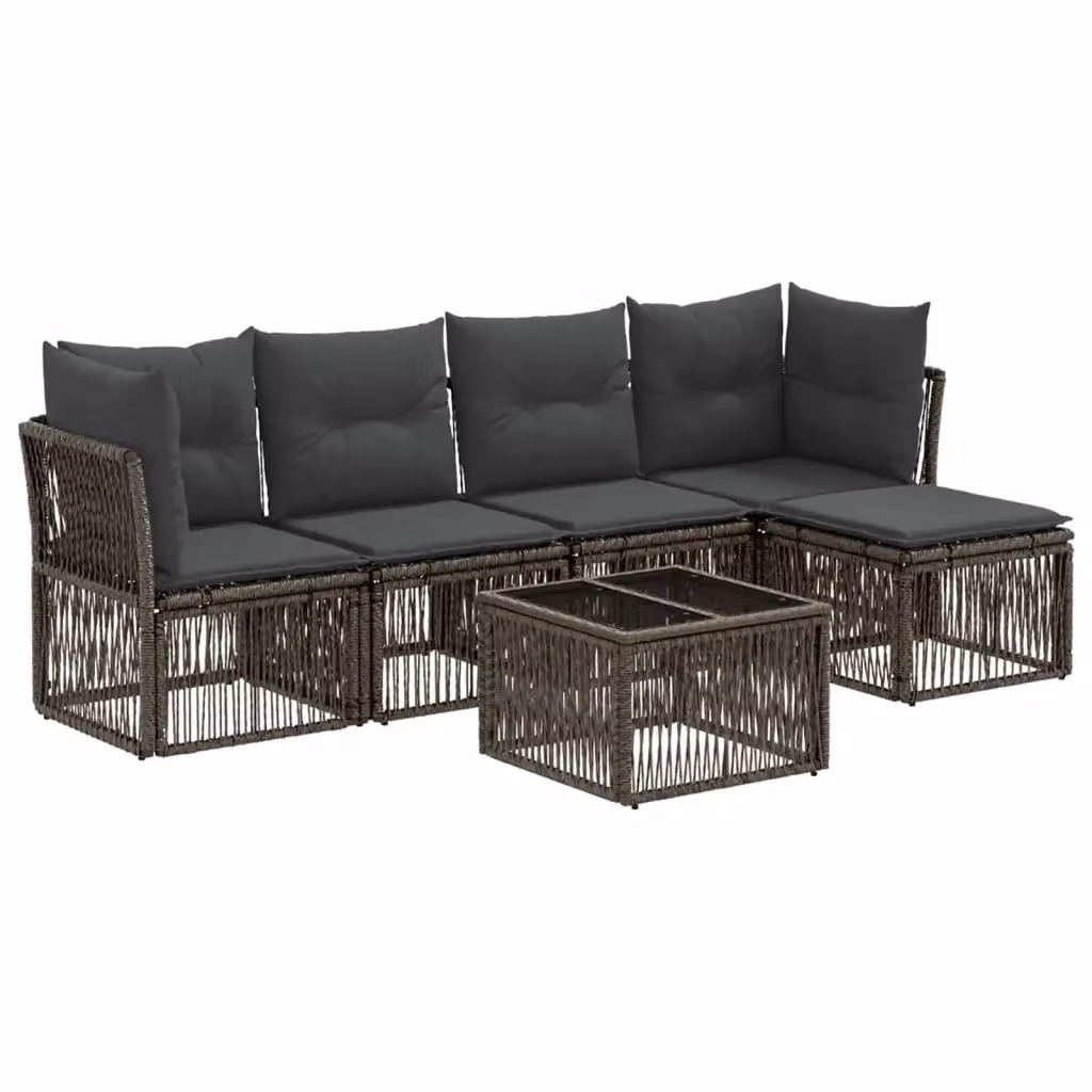 Set Divano da Giardino a L con Tavolino e Pouf vidaXL, 6 Pezzi, Grigio – 2