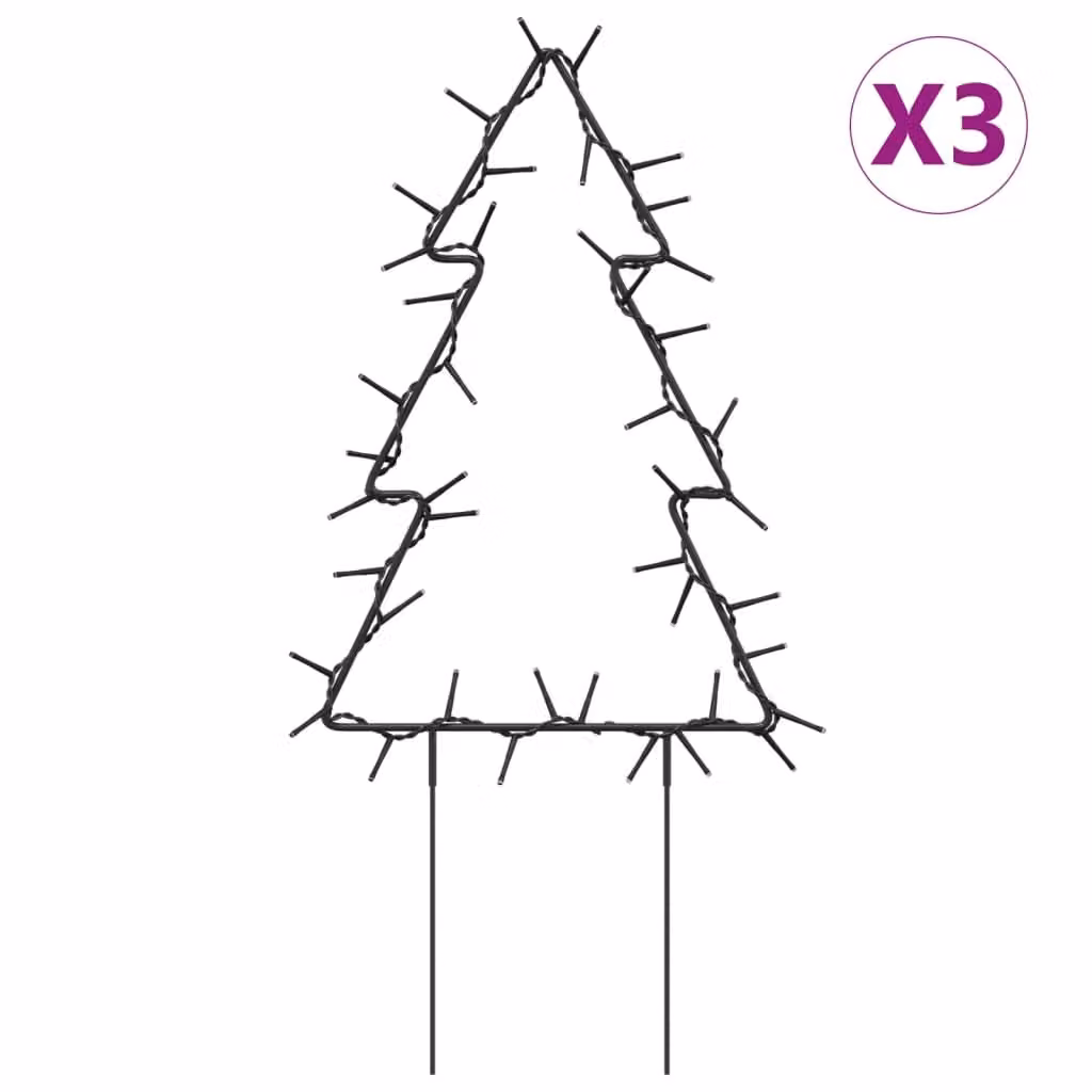 Decorazioni Luminose Natalizie Picchetti 3pz Albero 50LED 30cm