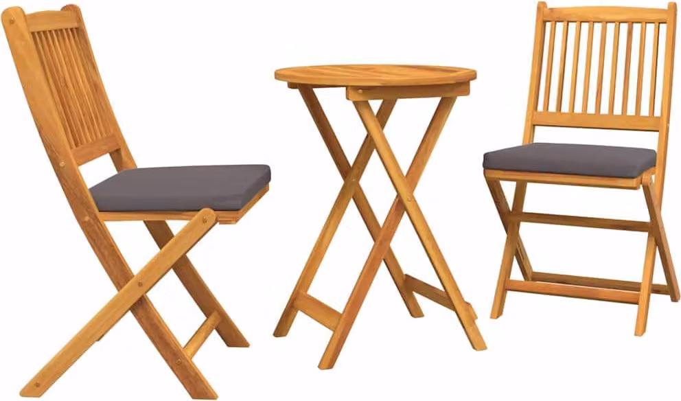 Set Bistro da Giardino 3 pcs Marrone Legno di Acacia Massello
