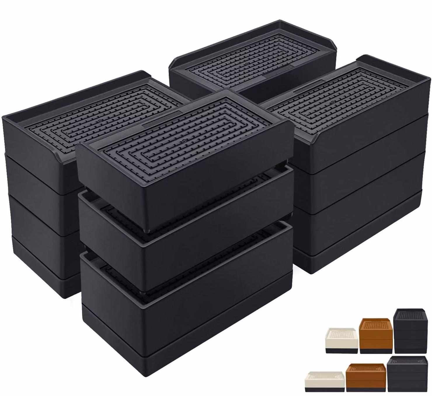 Set di 12 piedini regolabili rettangolari per mobili, altezza 10,2 cm, adatti per letti, divani, tavoli e sedie
