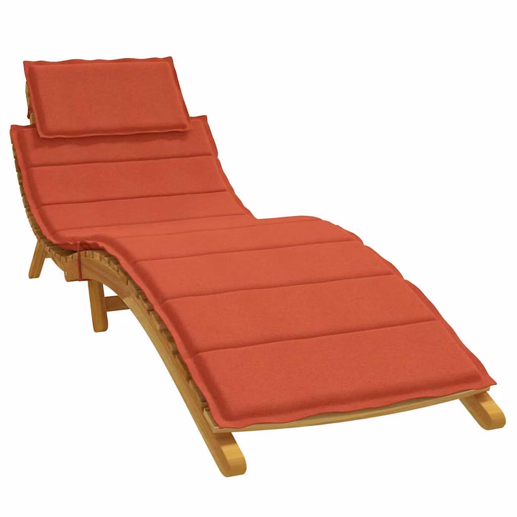 vidaXL Cuscino per Lettino Prendisole Rosso Mélange L: 186 cm, P: 58 cm, H: 4 cm in Tessuto con Schiuma e Lacci di Fissaggio