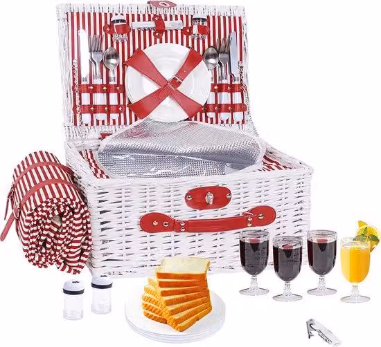 Cestino da picnic estivo in vimini - kit da barbecue riutilizzabile