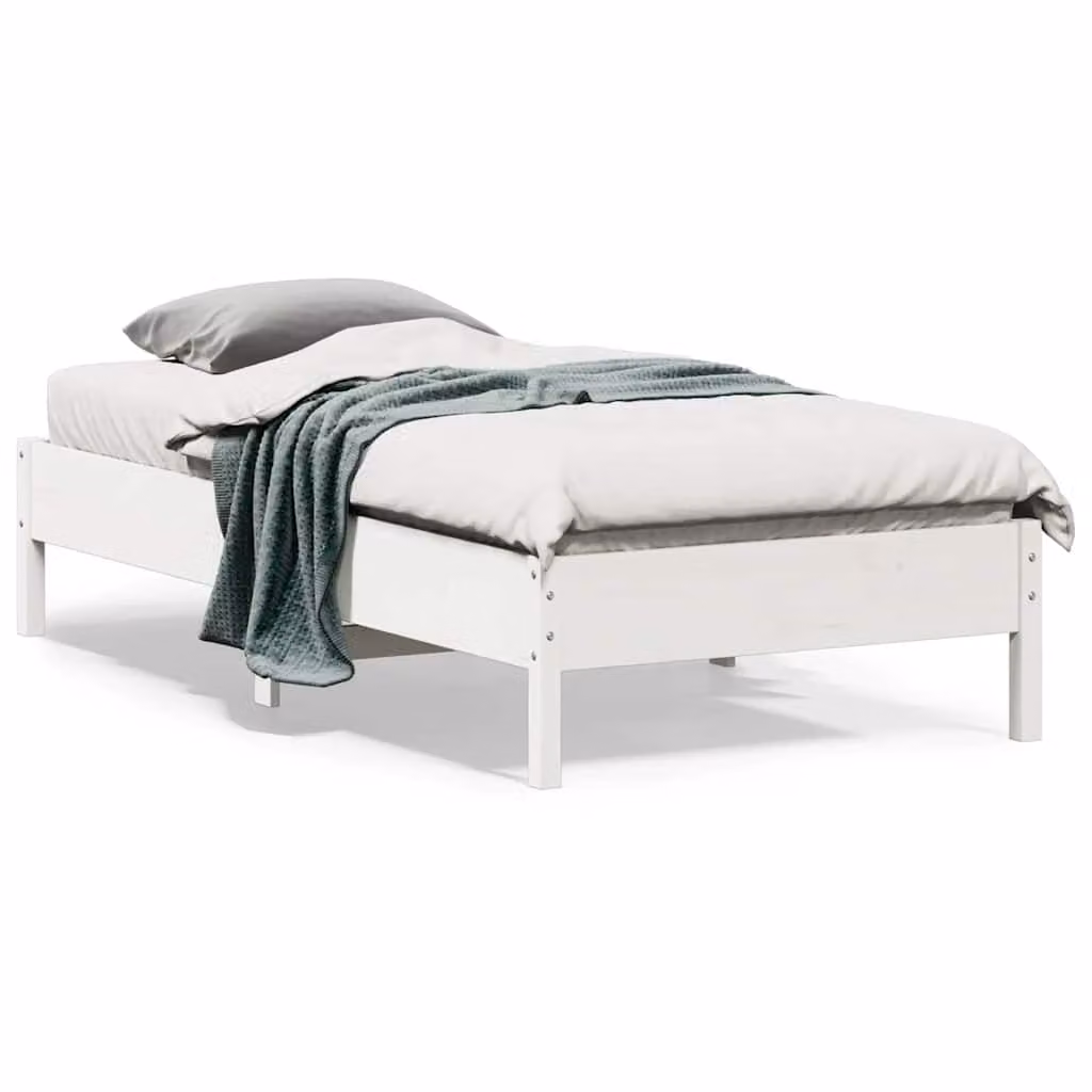 Letto in legno massello di pino bianco vidaXL con doghe piatte senza materasso L: 195.5 cm, P: 80.5 cm, H: 36.5 cm