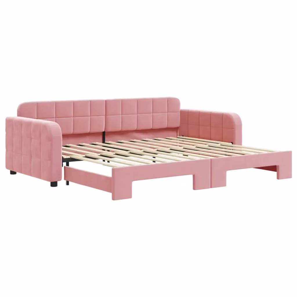 Divano Letto con Letto Estraibile vidaXL in Velluto Rosa per Soggiorno e Camera da Letto L/P: 90 x 200 cm – 2