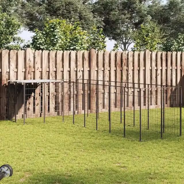 Gabbia per cani vidaXL in metallo nero resistente alle intemperie per giardino