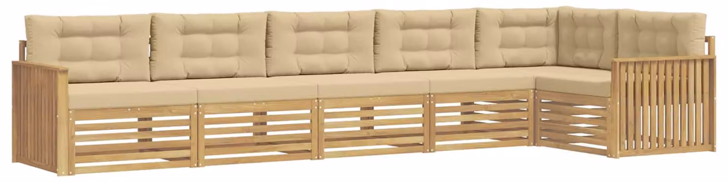 Set di divani da esterno, 6 pezzi, colore beige, dimensioni 406 x 168,5 x 73 cm