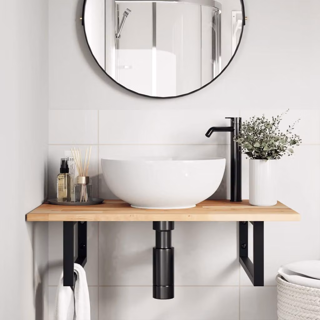 vidaXL Piano da Bagno Non Trattato 100x50x2cm Legno Massello di Acacia