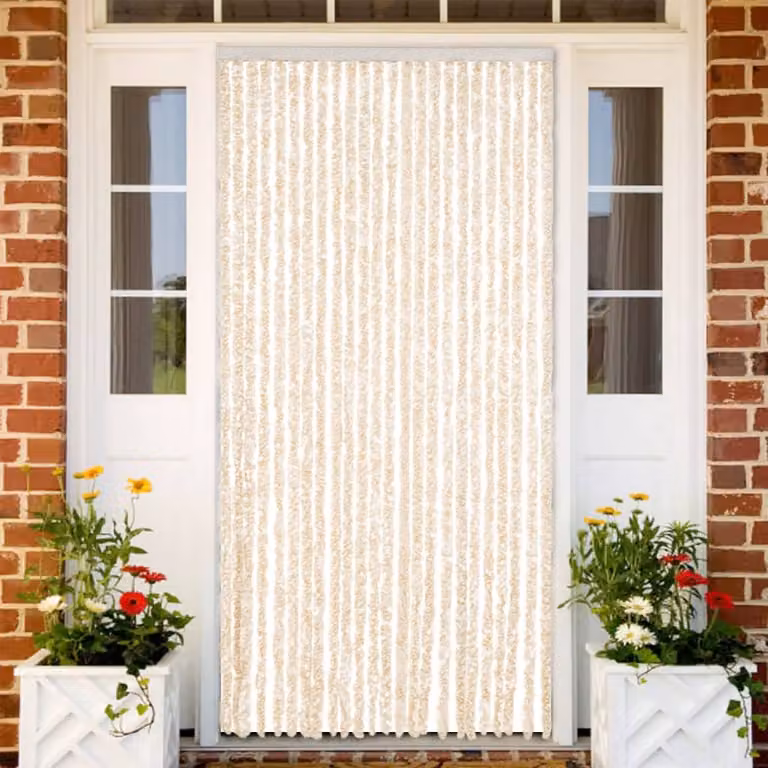 vidaXL Tenda Antimosche in Ciniglia Beige e Bianca, Termoisolante e Semitrasparente, L: 100 cm x H: 200 cm