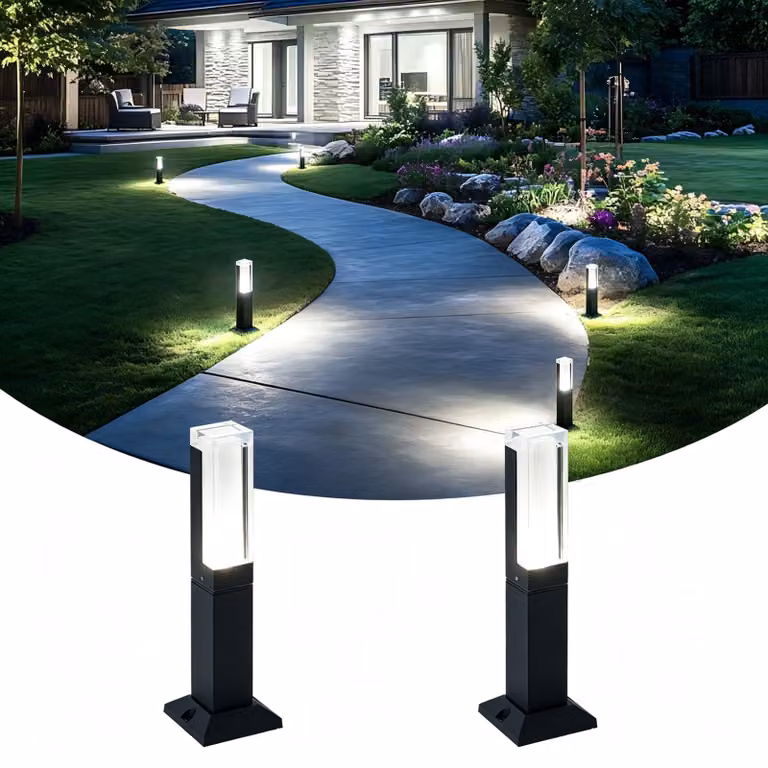 2 lampade da giardino a LED, 6W, lampada da esterno, altezza 40 cm, luce bianca fredda 6000K, impermeabile IP65
