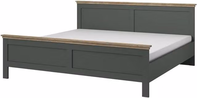 Letto adulto Meublorama collezione ASSIA verde kaki con finiture effetto rovere L/P: 180 x 200 cm