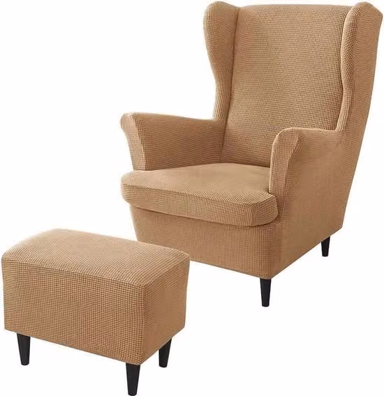 Set di Coperture per Sedia da Giardino con Pedana - 2 Set in Colore Caffè Chiaro