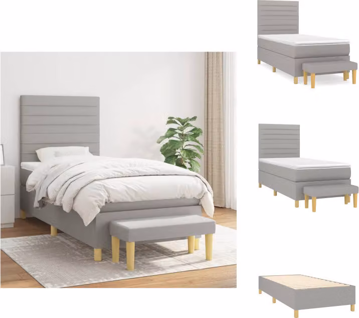 vidaXL Letto a molle con materasso grigio chiaro 80x200 cm in tessuto - Letti & strutture letto