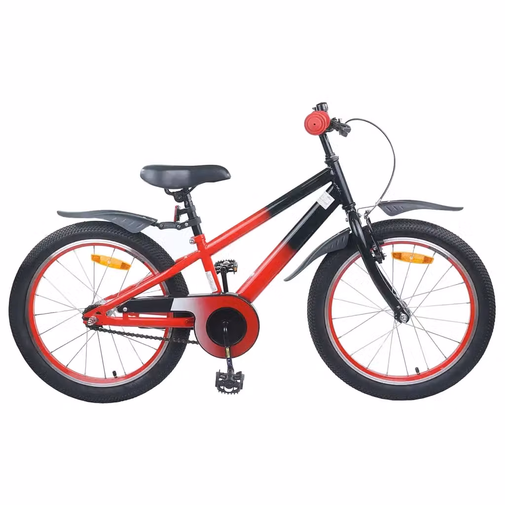Bicicletta per bambini da 18 pollici con struttura in metallo e pneumatici in gomma, colore nero e rosso – 2