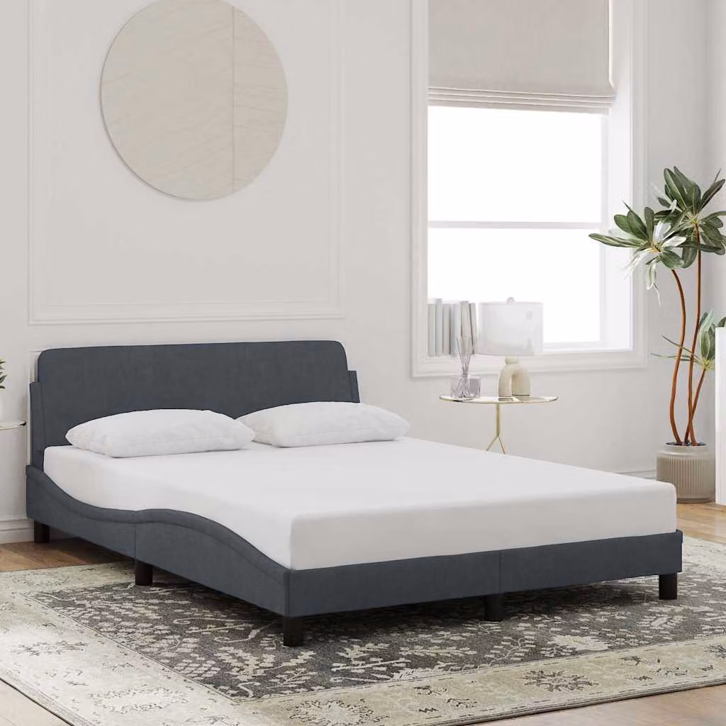 Giroletto Dover vidaXL in Velluto Grigio con Listelli in Legno L/P/H: 120 x 200 x 74,5 cm