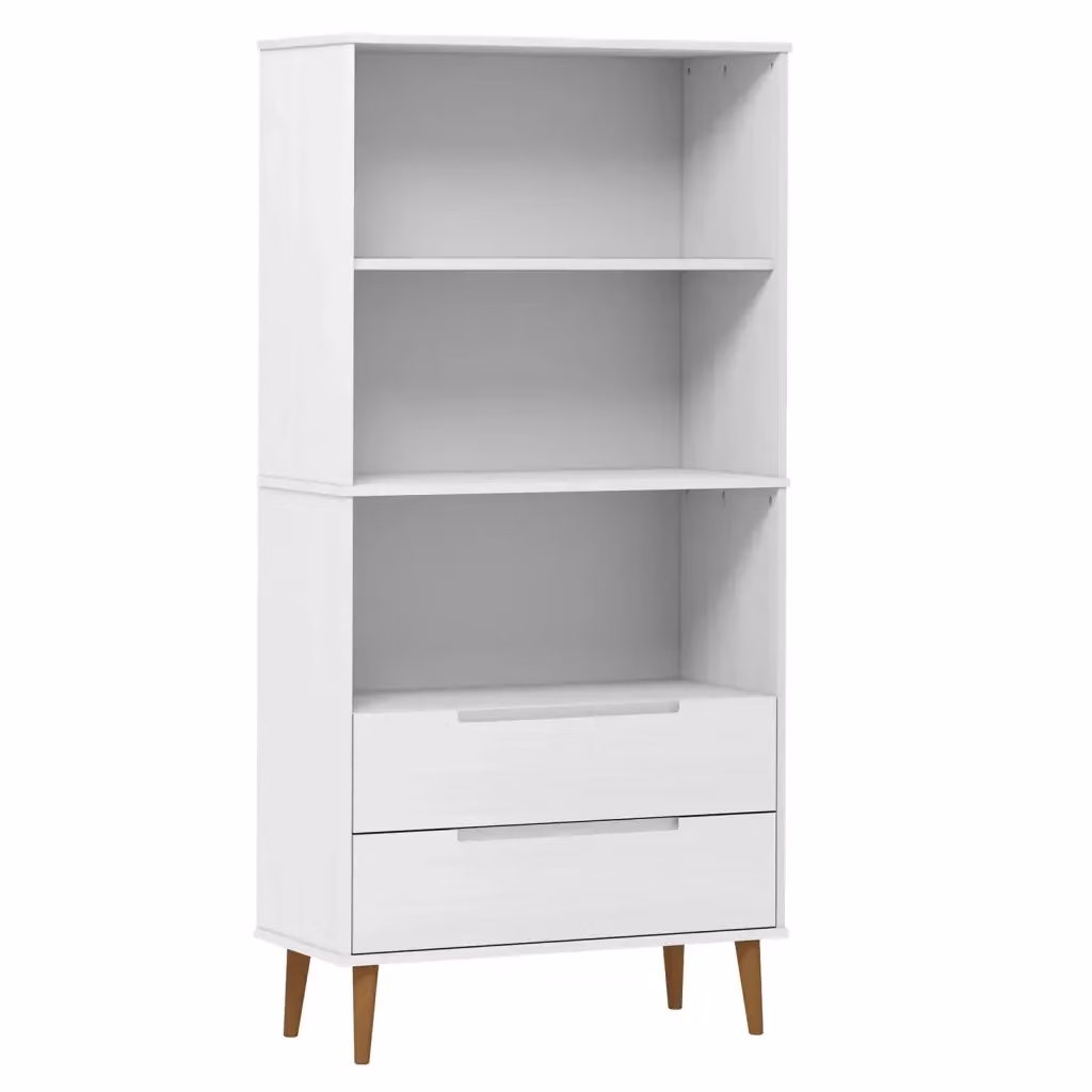 Libreria scandinava vidaXL in legno di pino bianco con pannello posteriore L: 85 cm, P: 35 cm, H: 170,5 cm – 2
