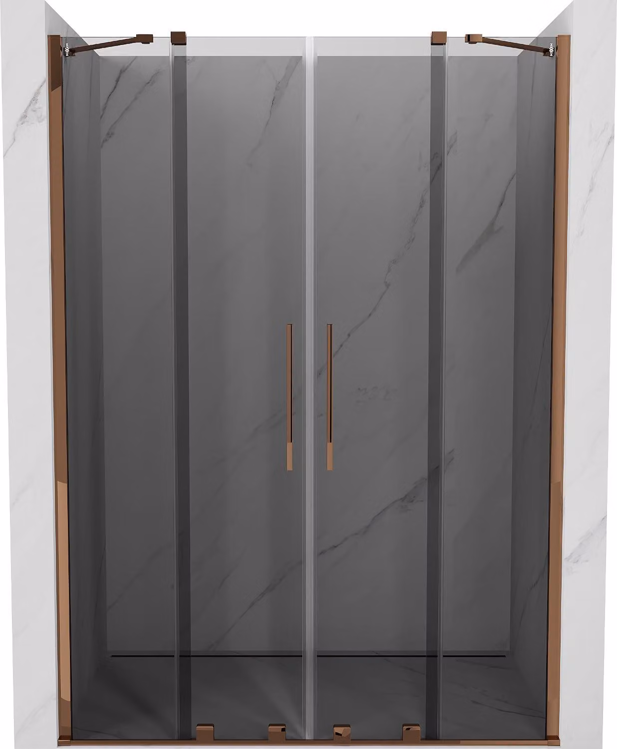 Mexen Velar Duo porta doccia scorrevole 150 cm, grafite, oro rosa - 871-150-000-42-60