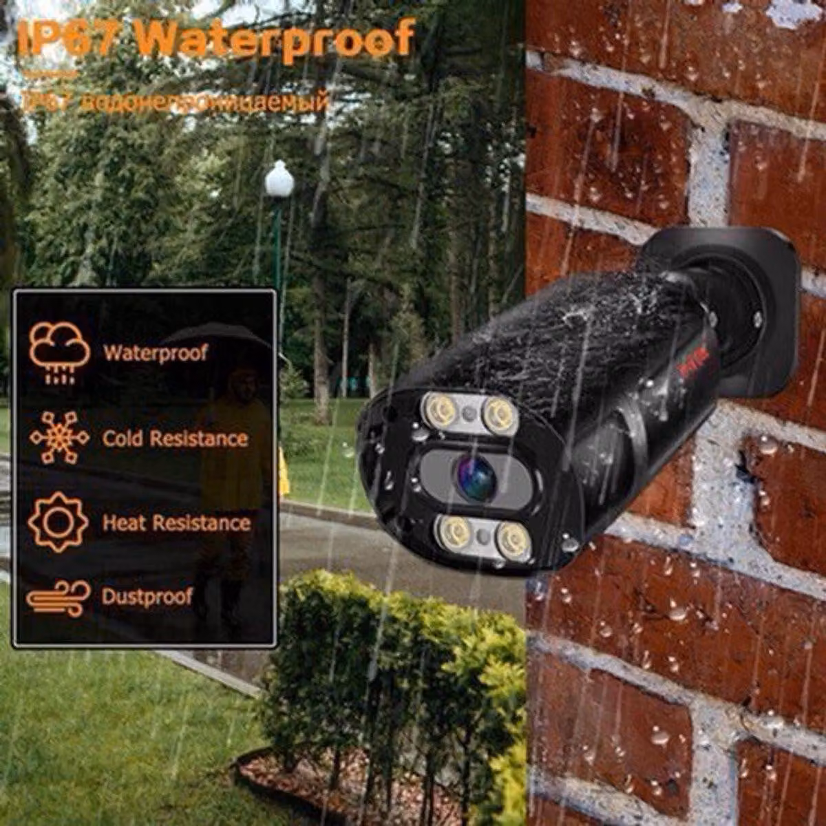 Sistema di telecamere di sicurezza - 8 unità - 8 megapixel - Per uso esterno - Impermeabile - Visione notturna