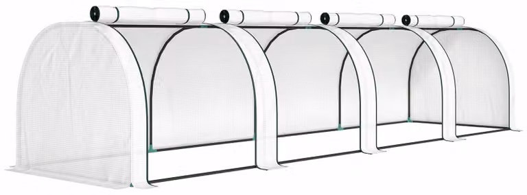 Serra a tunnel con porte a rullo - Serra per pomodori | Colore: Bianco | Dimensioni: 100x395x80 cm