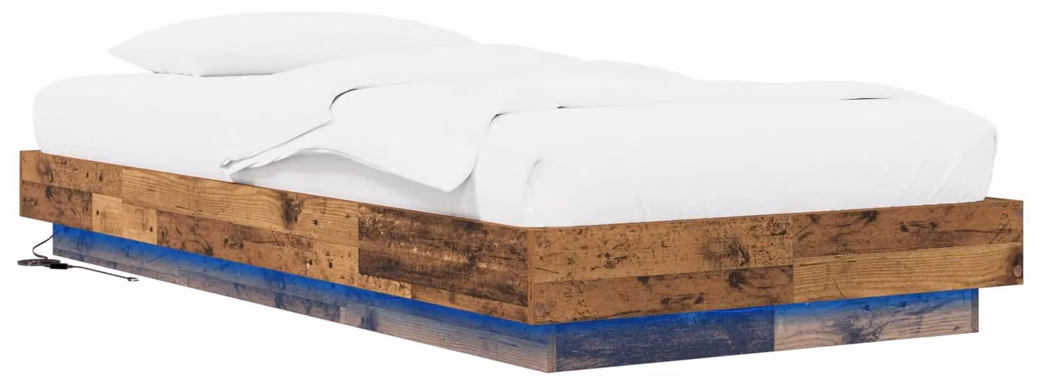 Struttura letto con LED in legno di recupero 80 x 200 cm in materiale composito