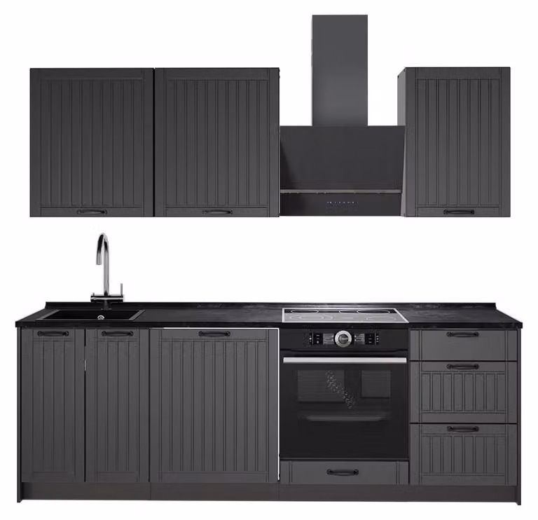 Cucina componibile Vicco Fame-Line Grigio scuro/Antracite 230 cm senza piano di lavoro, Model 63957