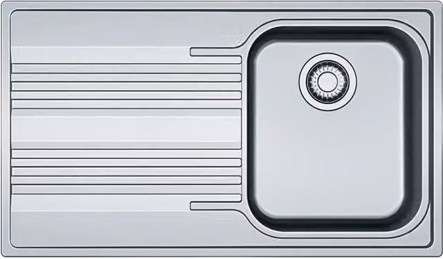 Lavello integrato a 1 vasca con sgocciolatoio a sinistra Franke Smart in inox argento L 86 x P 50 cm