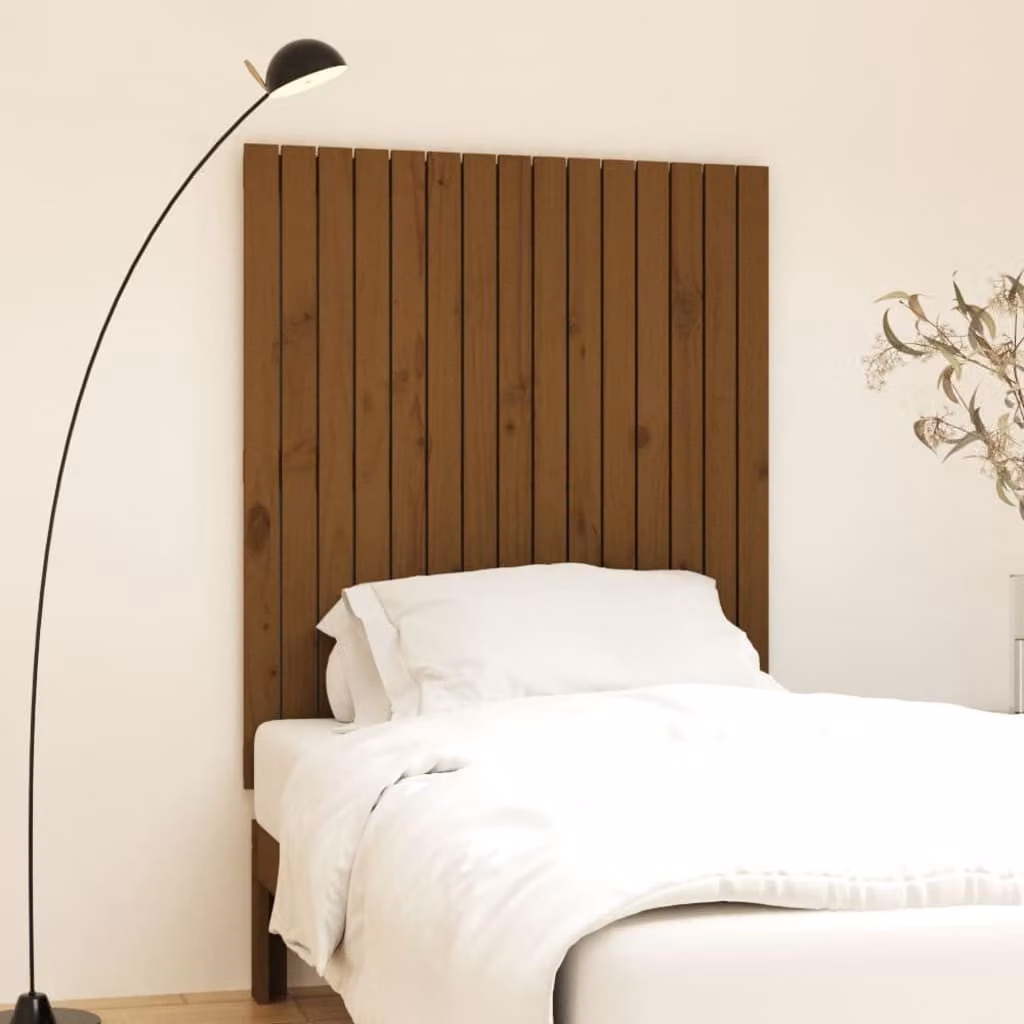 Testiera da parete vidaXL in legno massello di pino, colore ambra, L: 95,5 cm, P: 3 cm, H: 110 cm
